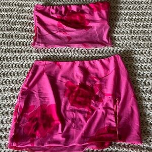Floral Pink Skirt Set